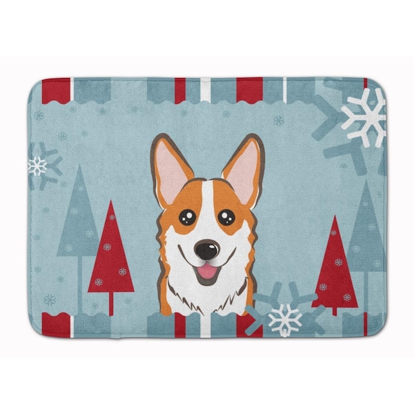 Carolines Treasures Winter Holiday Red Corgi Machine Washable Memory Foam Mat BB1750RUG - main